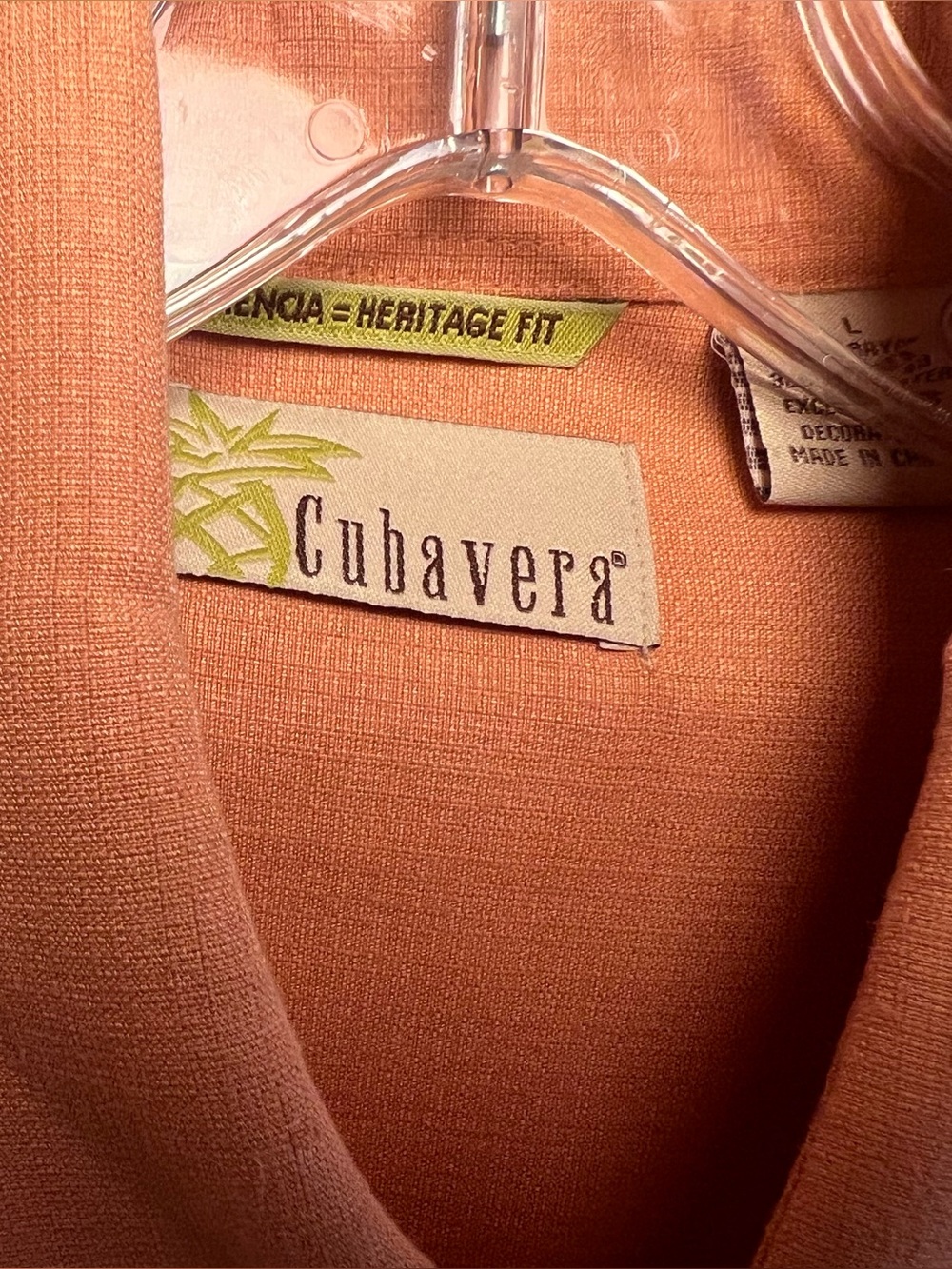 Cubavera Heritage Fit Guayabera Shirt Men’s XL  Salmon Short Sleeve Embroidered - Picture 3 of 4